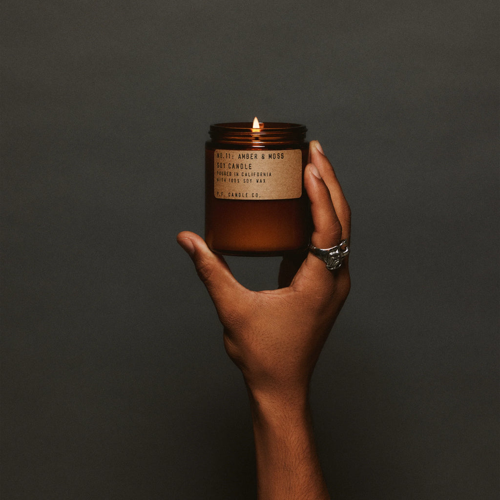 Amber & Moss Standard Candle by KarLen’s Inc – Earthy Scented Candle