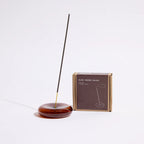 KarLen’s Inc Amber Glass Incense Holder with etched branding