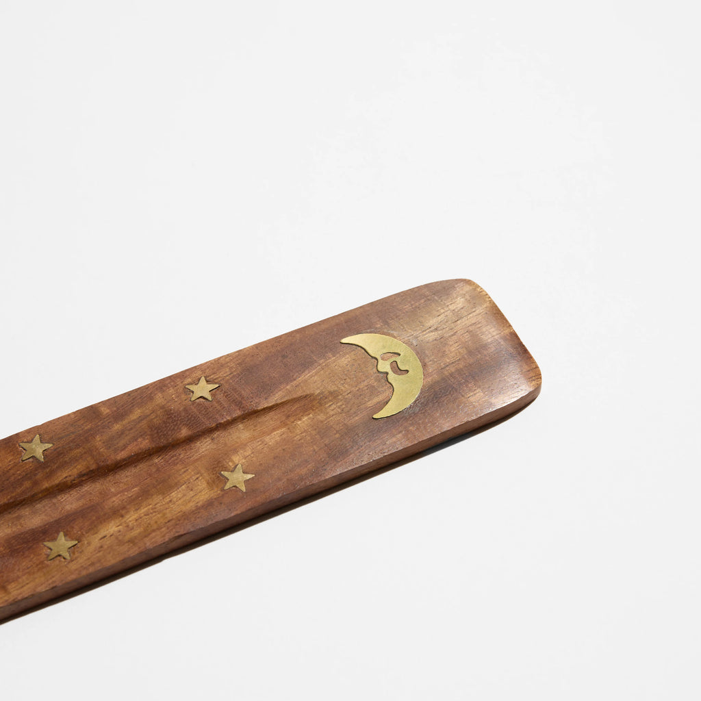 KarLen’s Inc Brass Inlay Wood Incense Holder – Handcrafted Home Scent