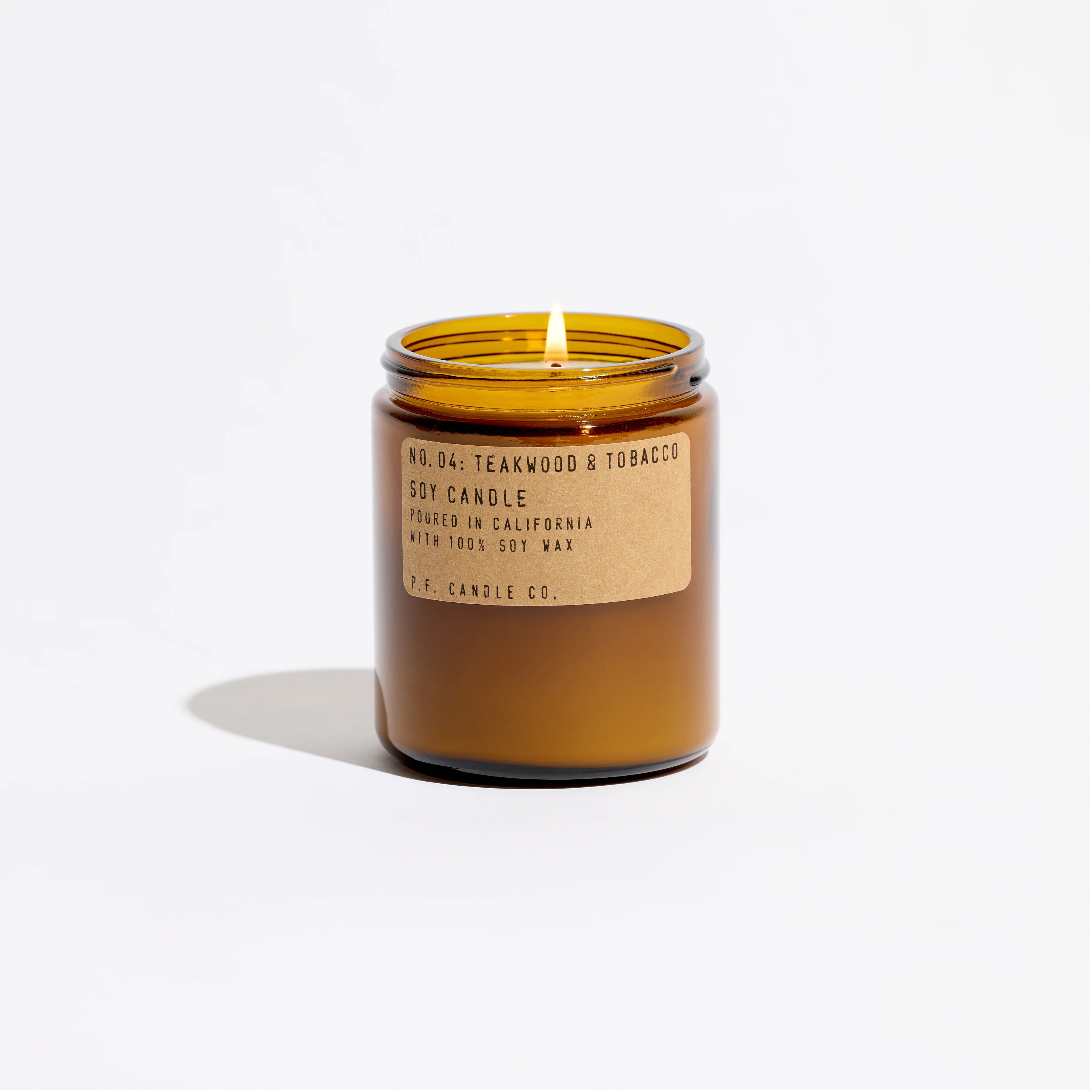 KarLen’s Inc Teakwood & Tobacco Standard Candle in a glass jar with natural wood lid